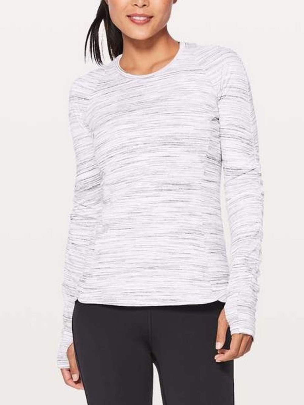 Lululemon Runderful Long Sleeve Top 
Space Dye White Sweatshirt